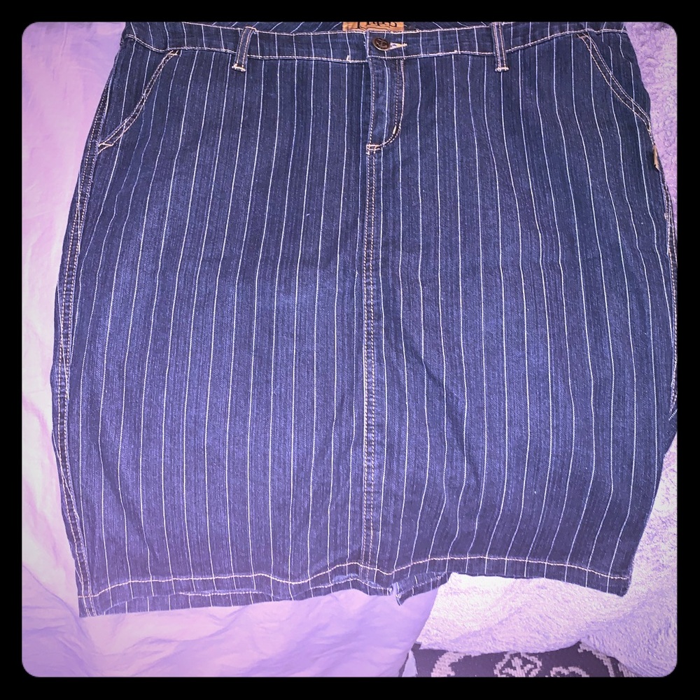 Tripp pinstripe denim pencil skirt